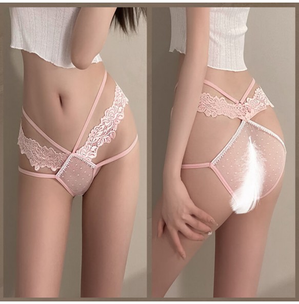 FEE ET MOI - Seductive Lace Open-Crotch Panties (Pink)